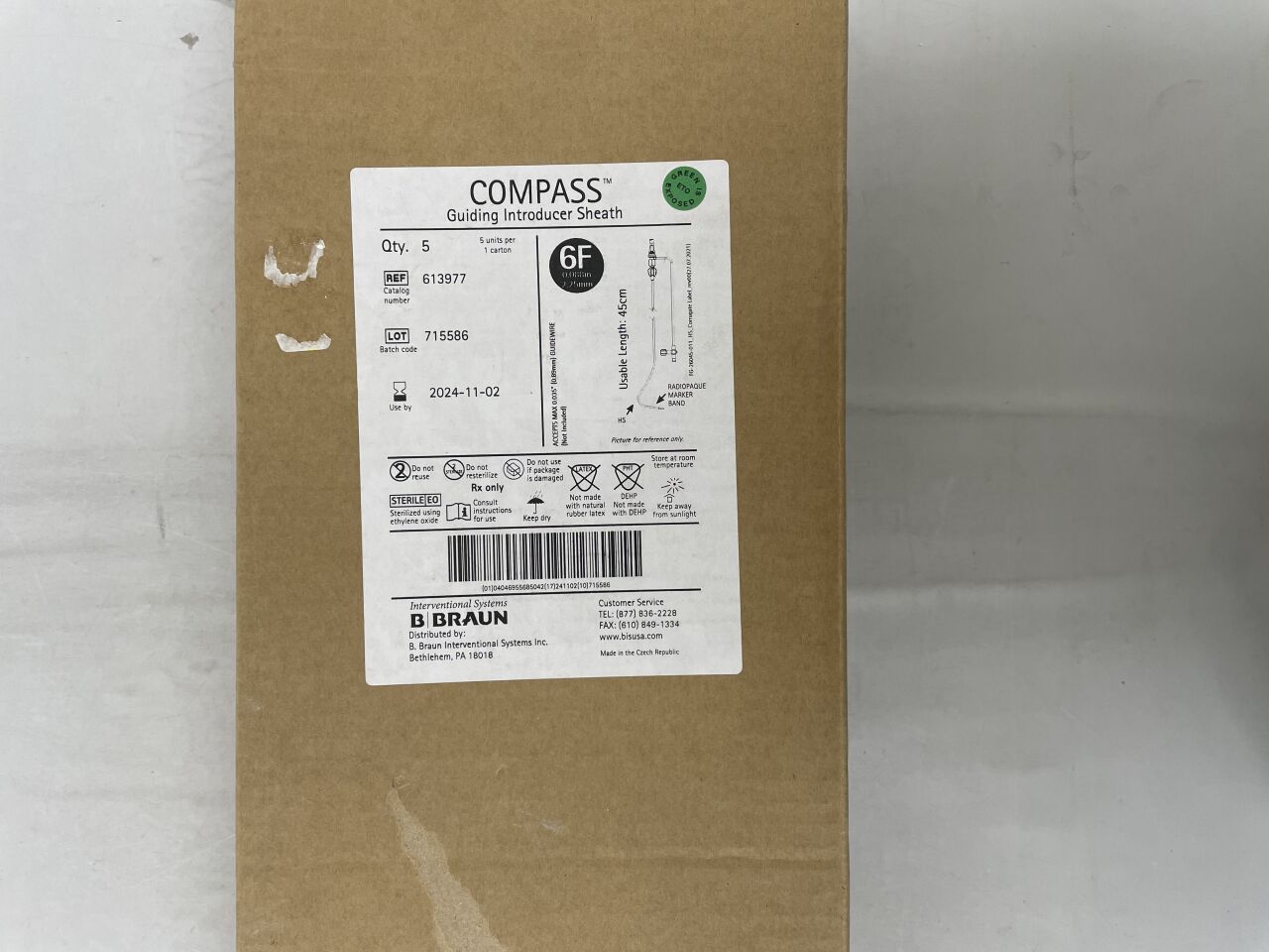 613977 - B BRAUN - COMPASS Guiding Introducer Sheath, 6F, (BX/5) - ( Expiry Date: 2024-11-02 )
