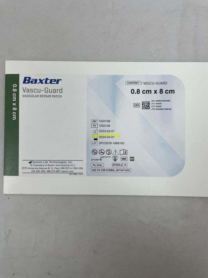 VG0108 - BAXTER - Vascu-Guard Vascular Repair Patch, 0.8cm x 8cm, (BX/1) - ( Expiry Date: 2024-05-22 )