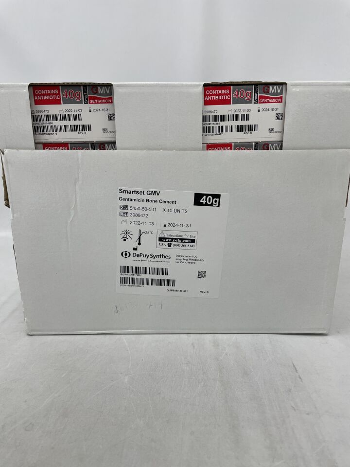 5450-50-501 - DEPUY - Smartset GMV Medium Viscosity Antibiotic Bone Cement, 40 g, (BX/10) - ( Expiry Date: 2024-10-31 )