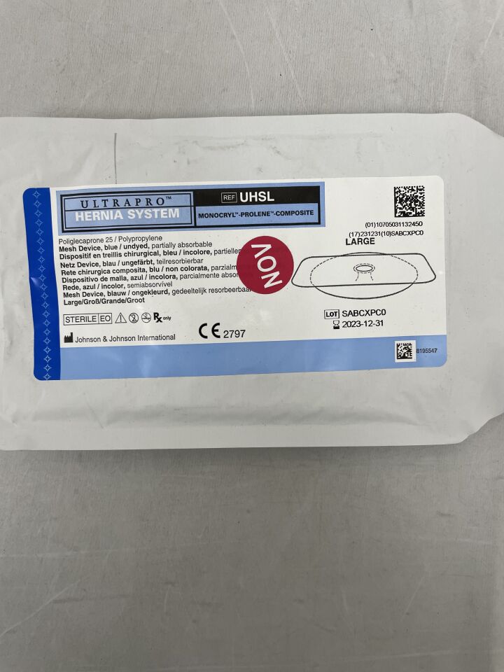 UHSL - ETHICON - Ultrapro Hernia System, Large, 6 x 12 cm, () - ( Expiry Date: 2023-12-31 )