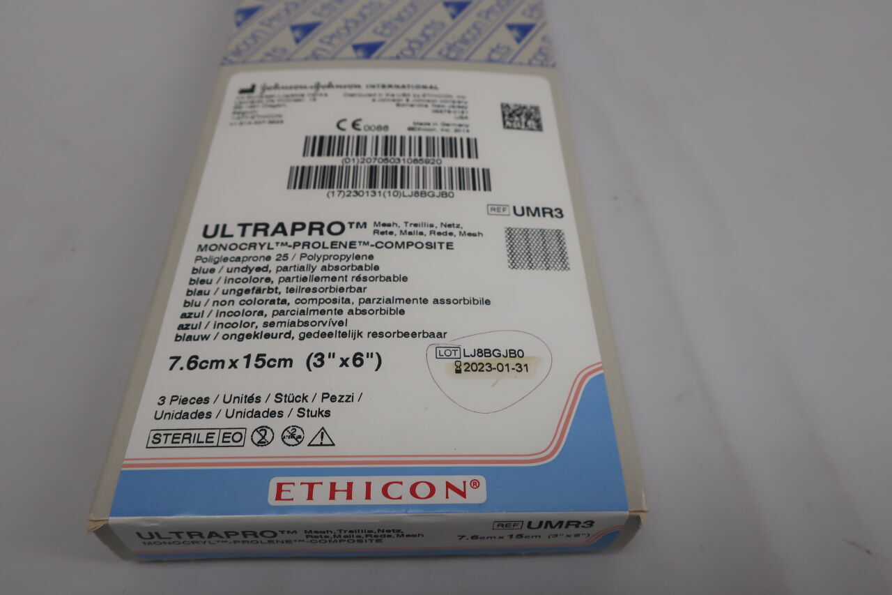 UMR3 - ETHICON - Ultrapro Flat Hernia Mesh, 7.6 x 15 cm, Rectangle, (BX/3) - ( Expiry Date: 2024-09-30 )