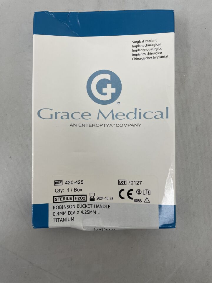 420-425 - GRACE MEDICAL - Robinson Bucket Handle .4mm x 4.25mm Titanium , (BX/1) - ( Expiry Date: 2024-10-28 )