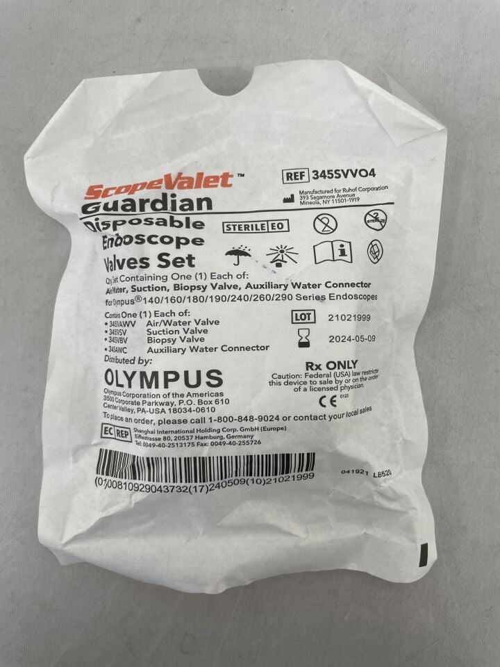 345SVVO4 - OLYMPUS - Guardian Single-Use Endoscope Valve Set, (EA) - ( Expiry Date: 2024-05-09 )