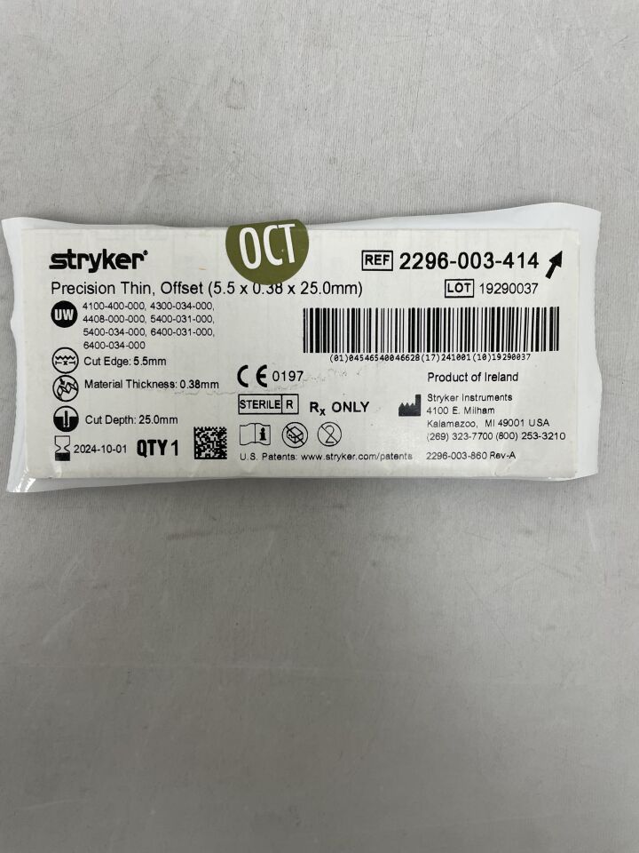 2296-003-414 - STRYKER - Precision Thin Long Narrow Blade, 25 L x 5.5 mm W, (EA) - ( Expiry Date: 2024-10-01 )