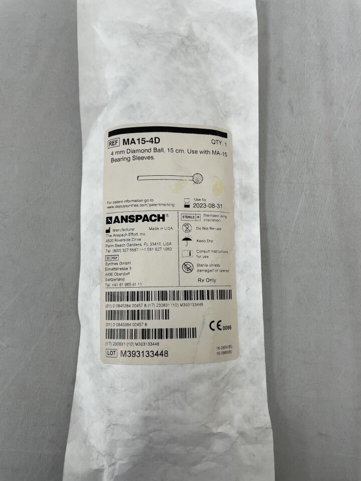 MA15-4D - ANSPACH - 4mm Diamond Ball, 15cm, (EA) - ( Expiry Date: 2023-08-31 )