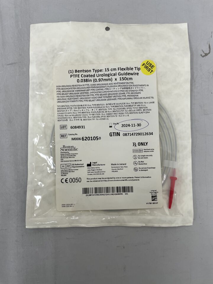 620105 - BOSTON SCIENTIFIC - PTFE Coated Urological Guidewire - Flexible Tip - .038" x 150cm
, () - ( Expiry Date: 2024-11-30 )