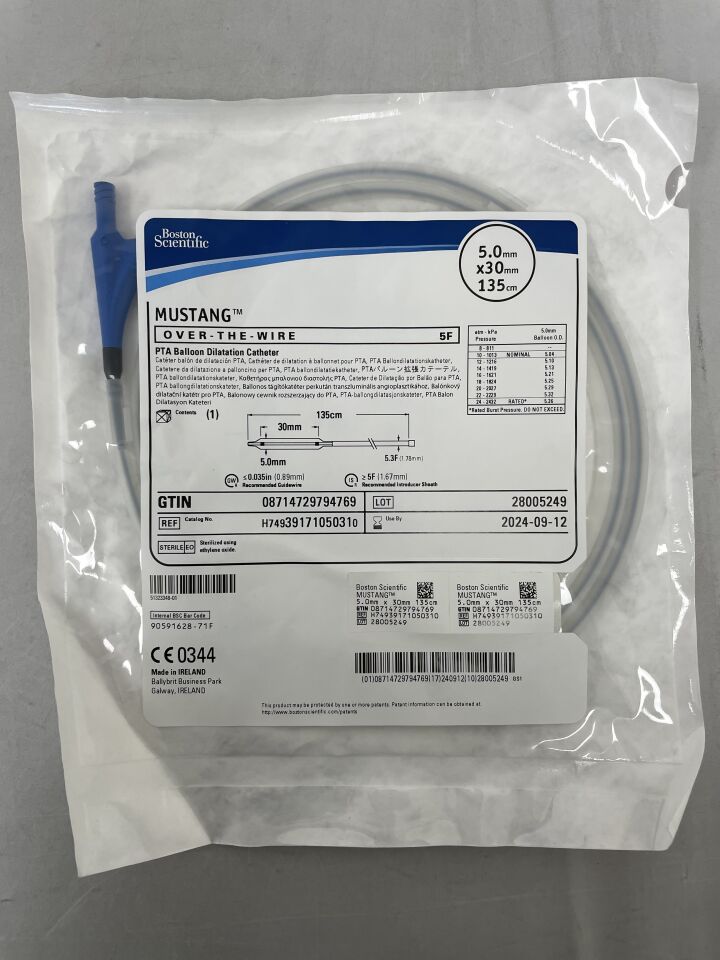 3917105031 - BOSTON SCIENTIFIC - Mustang OTW PTA Balloon Dilatation Catheter - 5.0mm x 30mm x 135cm, (EA) - ( Expiry Date: 2024-09-12 )