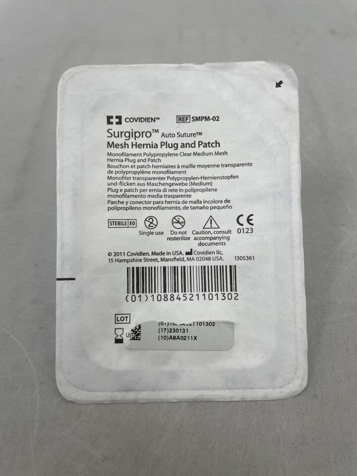 SMPM-02 - COVIDIEN - Mesh Hernia Plug and Patch, Medium, (EA) - ( Expiry Date: 2023-01-31 )