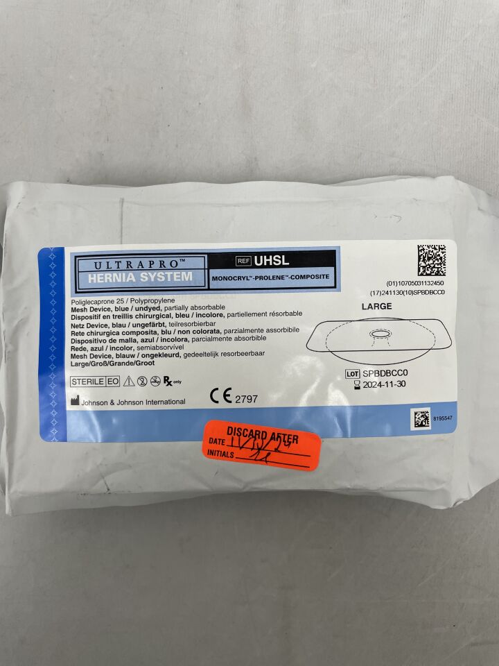 UHSL - ETHICON - Ultrapro Hernia System, Large, 6 x 12 cm, () - ( Expiry Date: 2024-11-30 )