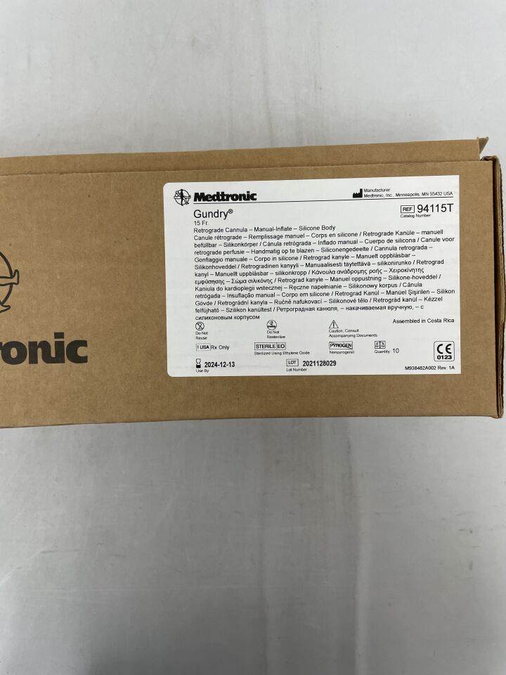 94115T - MEDTRONIC - Gundry Silicone RCSP Cannula with Manual Inflate Cuff, 15 Fr Size, (BX/10) - ( Expiry Date: 2024-12-13 )
