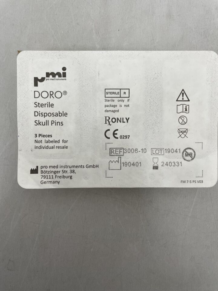 3006-10 - PMI - Pro Med Doro Disposable Skull Pins, Pediatric, Yellow (3 per Pack), (EA) - ( Expiry Date: 2024-03-31 )