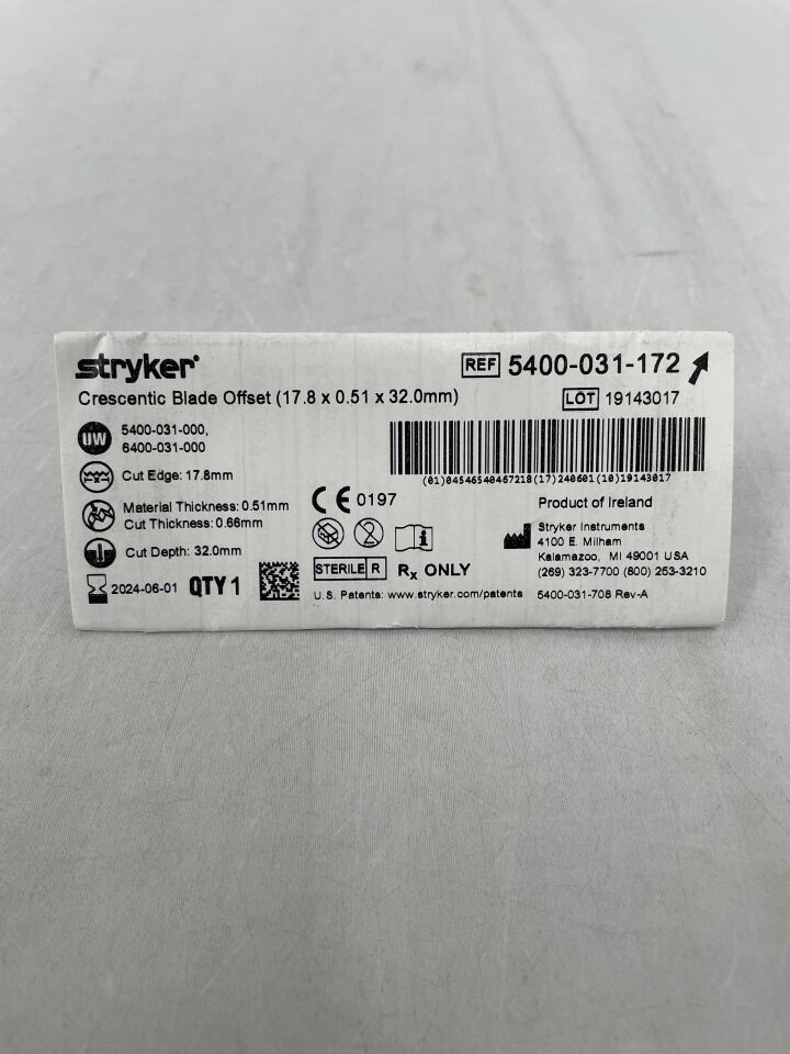 5400-031-172 - STRYKER - Crescentic Offset Blade, 18.5 mm Cut Edge, (EA) - ( Expiry Date: 2024-06-01 )