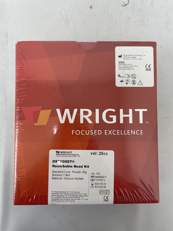 84000211 - WRIGHT MEDICAL - Osteoset Standard Cure Resorbable Bead Kit, 7 mm Bead Size, (BX/1) - ( Expiry Date: 2024-05-24 )