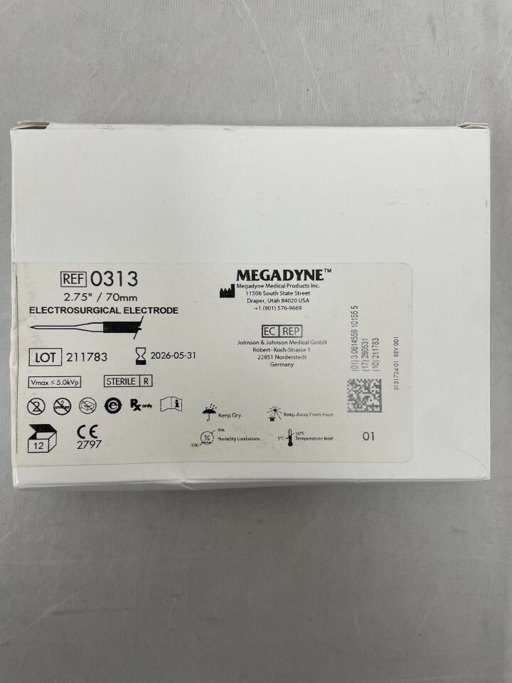 313 - ETHICON - MEGADYNE 不鏽鋼電極、針頭、電燒頭,(12支裝)-(有效期至:2026年5月31日)