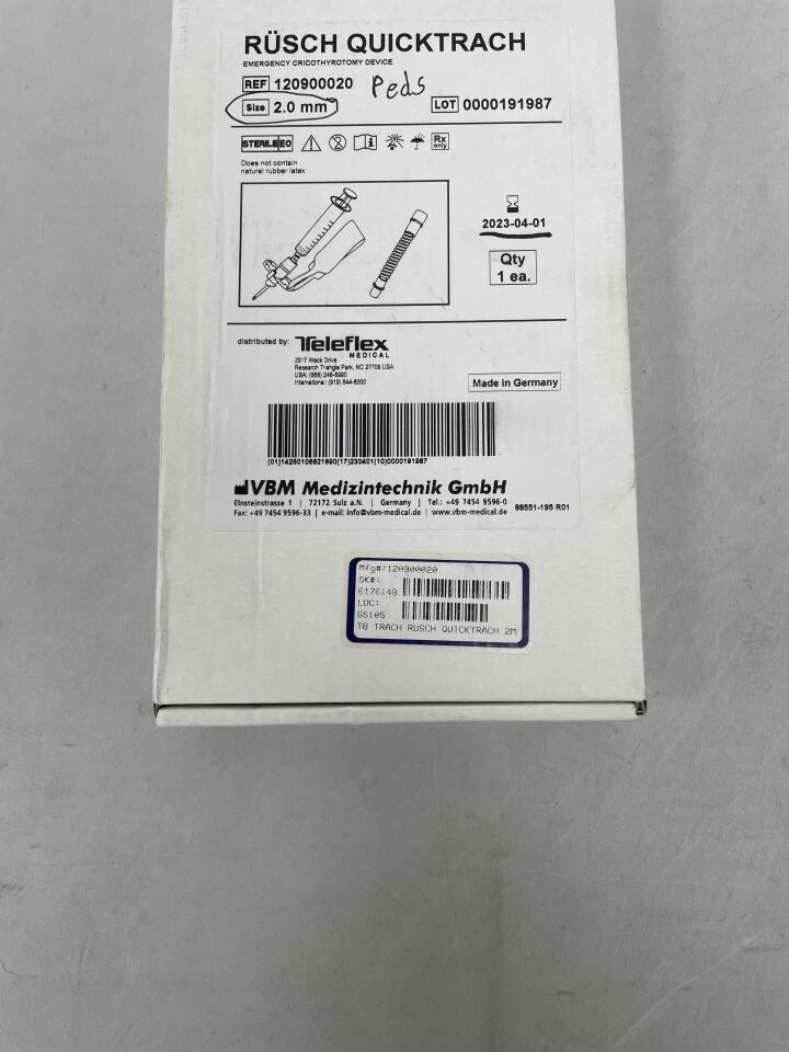 120900020 - TELEFLEX - Rusch Quicktrach, Emergency Cricothyrotomy Device, (BX/1) - ( Expiry Date: 2023-04-01 )