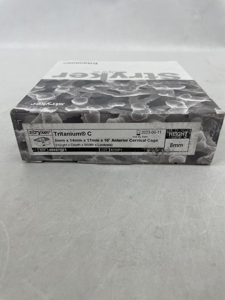 48987081 - STRYKER - Tritanium C Anterior Cervical Cage 8mm x 14mm x 17mm x 10 Degrees, (BX/1) - ( Expiry Date: 2023-06-11 )