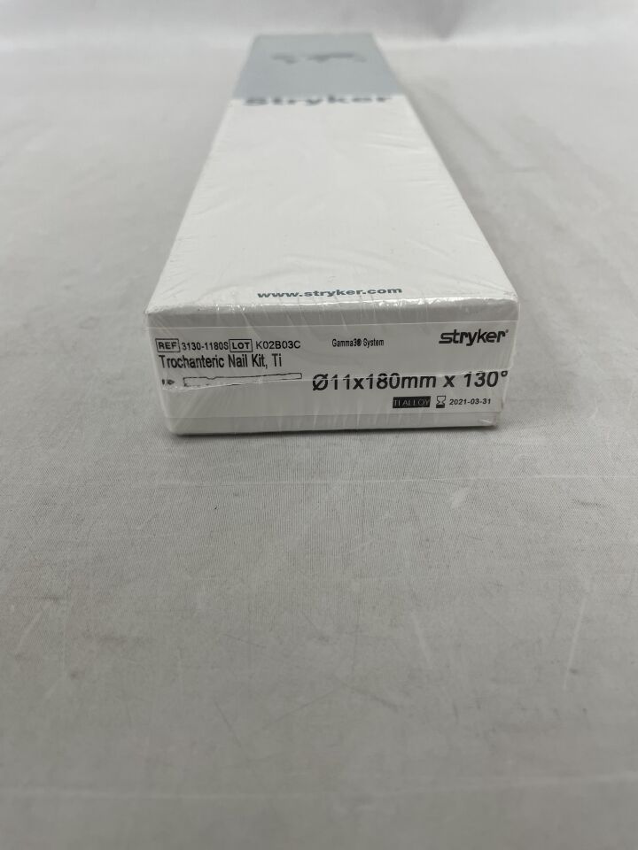 3130-1180S - STRYKER - Gamma3 Trochanteric Nail, Titanium 11mm x 180mm, (BX/1) - ( Expiry Date: 2021-03-31 )