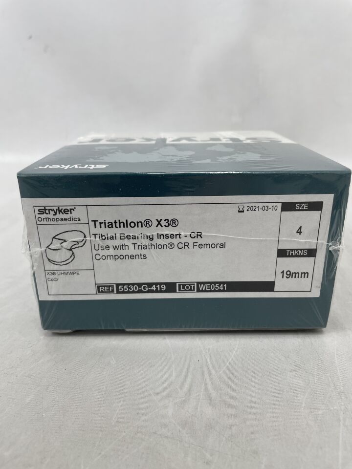 5530-G-419 - STRYKER - Triathlon X3 Tibial Bearing Insert-CR,Size: 4, 19mm, (BX/1) - ( Expiry Date: 2021-03-10 )