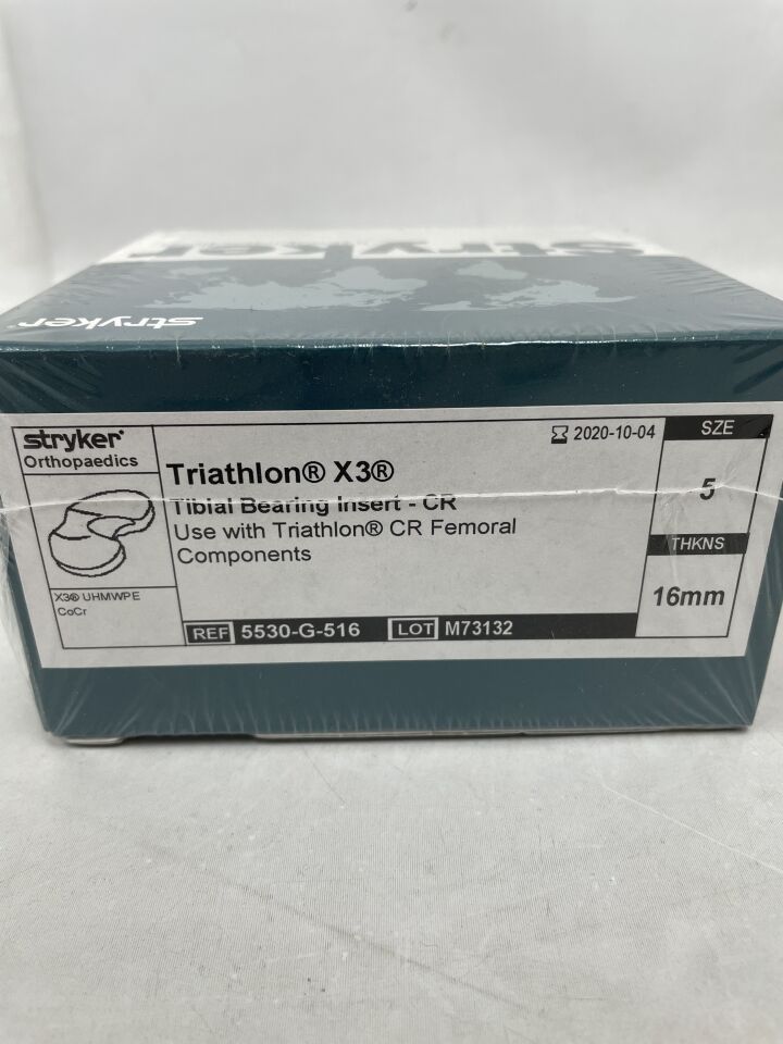 5530-G-516 - STRYKER - Triathlon X3 Tibial Bearing Insert-CR, Size: 5, 16mm, (BX/1) - ( Expiry Date: 2020-10-04 )