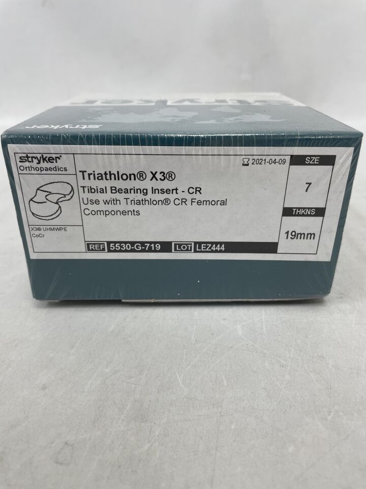 5530-G-719 - STRYKER - Triathlon X3 Tibial Bearing Insert-CR, Size: 7, 19mm, (BX/1) - ( Expiry Date: 2021-04-09 )