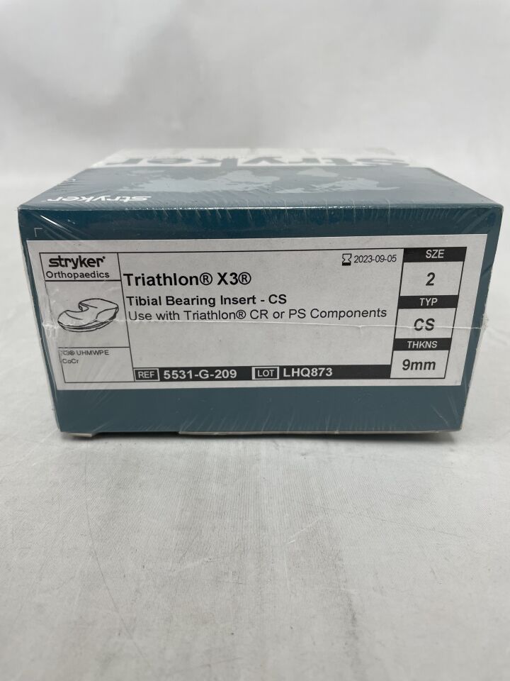 5531-G-209 - STRYKER - Triathlon X3 Tibial Bearing Insert-CS Size 2, 9mm, (BX/1) - ( Expiry Date: 2023-09-05 )