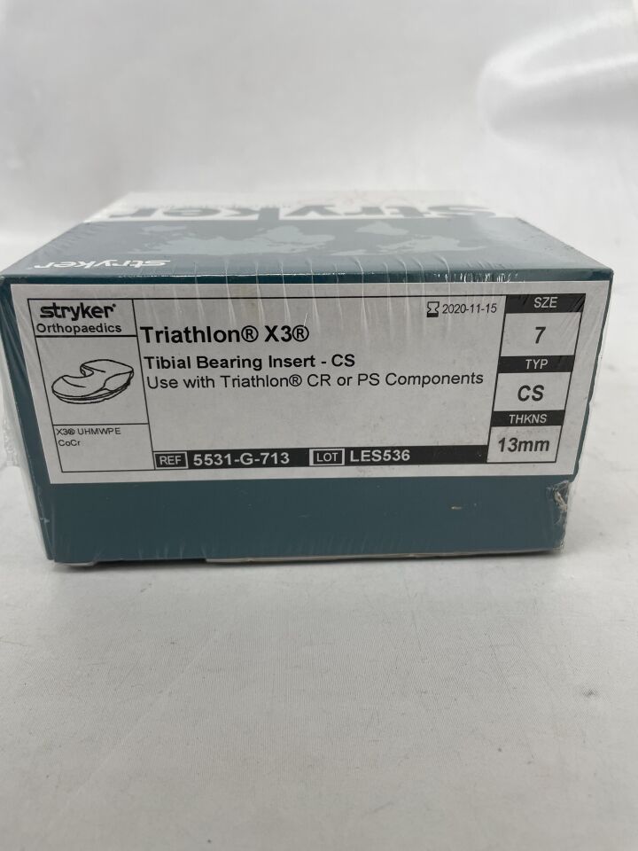 5531-G-713 - STRYKER - Triathlon X3 Tibial Bearing Insert-CS Size: 7, 13mm, (BX/1) - ( Expiry Date: 2020-11-15 )