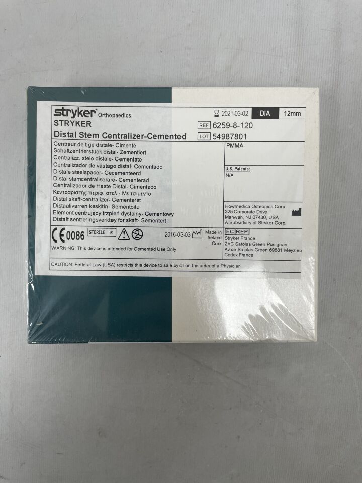 6259-8-120 - STRYKER - Distal Stem Centralizer-Cemented PMMA 12mm, (BX/1) - ( Expiry Date: 2021-03-02 )