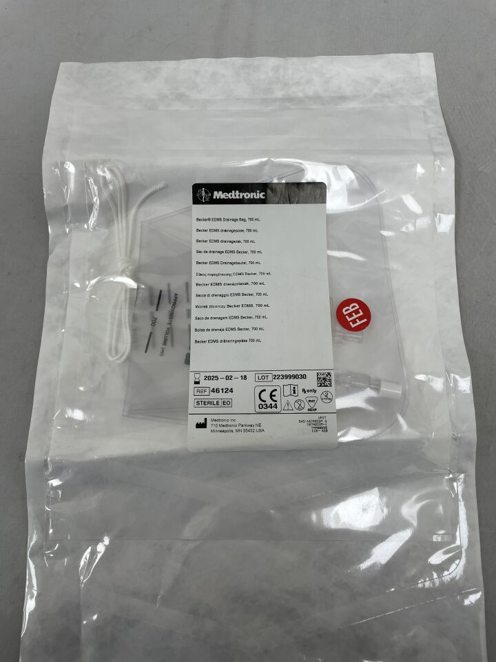 46124 - MEDTRONIC - Becker EDMS Drainage Bag, 700ml, (EA) - ( Expiry Date: 2025-02-18 )