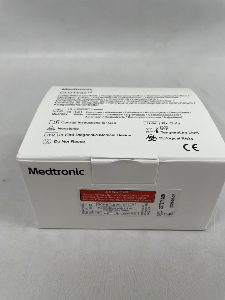 550-07 - MEDTRONIC - CLOTtrac Coagulation Controls, 15 Control/15 Water Vials, (BX/15) - ( Expiry Date: 2024-08-29 )