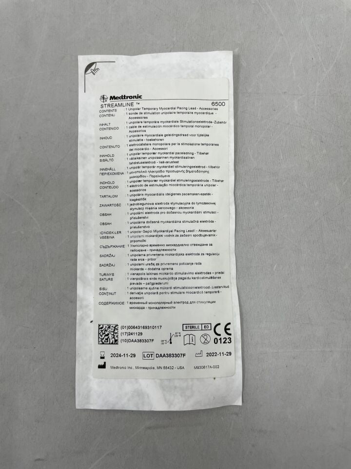 6500F - MEDTRONIC - Streamline Unipolar Temporary Myocardial Pacing Lead, () - ( Expiry Date: 2024-11-29 )