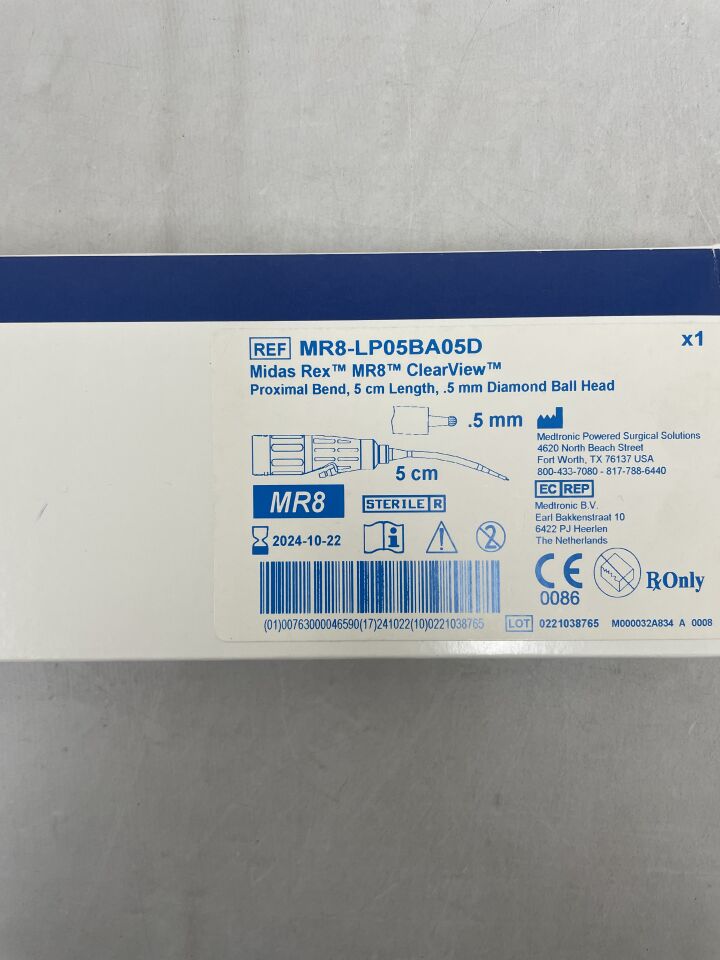 MR8-LP05BA05D - MEDTRONIC - Midas Rex MR8 Clearview Proximal Bend Tool, 0.5 mm Head Diameter, 5 cm Shaft Length, (BX/1) - ( Expiry Date: 2024-10-22 )