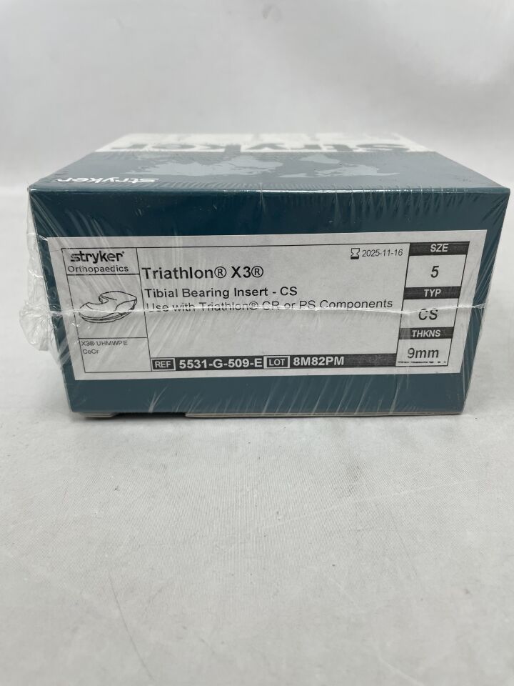 5531-G-509-E - STRYKER - Triathlon CS Tibial Bearing Insert, 5 Size , ( BX/1 ) - ( Expiry Date : 2025-11-16 )