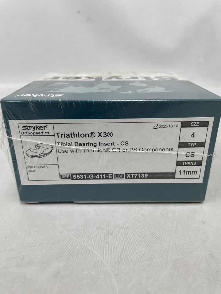 5531-G-411-E - STRYKER - Triathlon CS Tibial Bearing Insert, 4 Size, 11 mm Thickness , ( BX/1 ) - ( Expiry Date : 2025-10-14 )