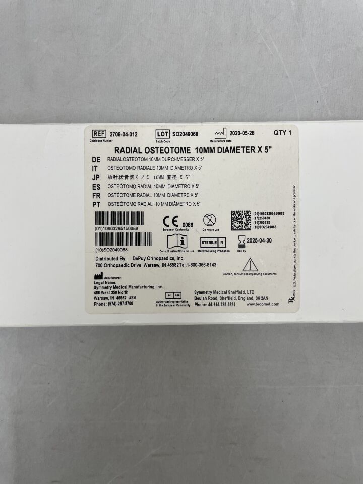 2709-04-012 - SYMMETRY MEDICAL - Radial Osteotome 10mm x 5in , ( BX/1 ) - ( Expiry Date : 2025-04-30 )