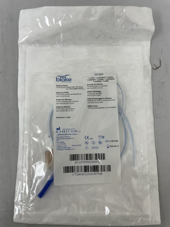 2227 - ETHICON - Blake Round Hubless Silicone Drains, 10Fr, (EA) - ( Expiry Date: 2024-04-11 )