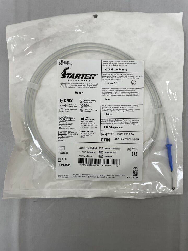 49185 - BOSTON SCIENTIFIC - Starter Guidewire Rosen 0.35in x 180cm PTFE/Heparin, (EA) - ( Expiry Date: 2024-11-30 )