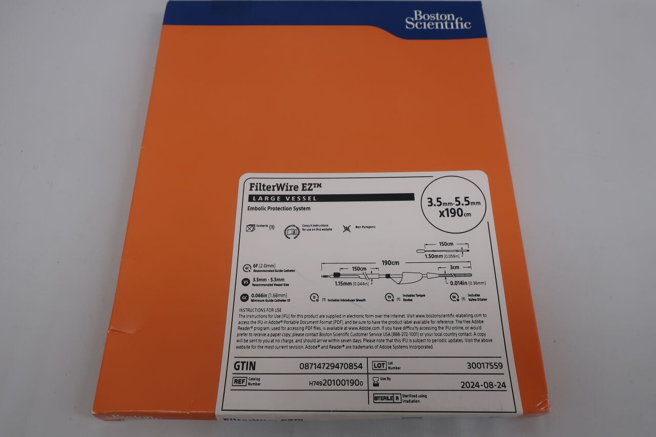 20100190 - BOSTON SCIENTIFIC - FilterWire EZ Large Vessel Embolic Protection System 3.5mm - 5.5mm x 190cm, (BX/1) - ( Expiry Date: 2024-08-24 )