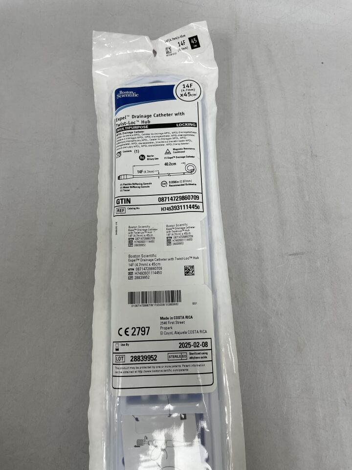 393111445 - BOSTON SCIENTIFIC - Expel Drainage Catheter with Twist-Loc Hub - Multipurpose - 14Fr x 45cm, (EA) - ( Expiry Date: 2025-02-08 )