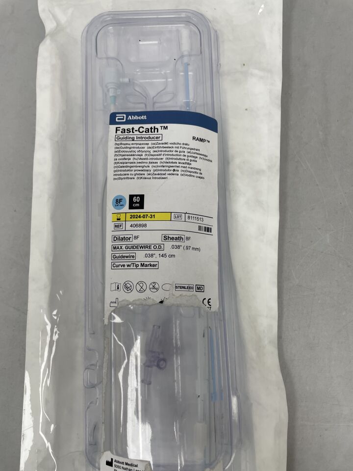 406898 - ABBOTT - SJM Fast-Cath Guiding Introducer Curve w/Tip Marker 8F x 60cm , (EA) - ( Expiry Date: 2023-12-31 )