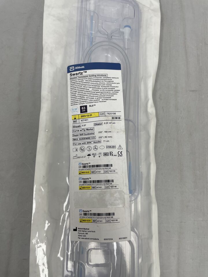 407451 - ABBOTT - SJM Swartz SL Braided Transseptal Guiding Introducer, 8.5F x 63cm, (EA) - ( Expiry Date: 2023-12-31 )