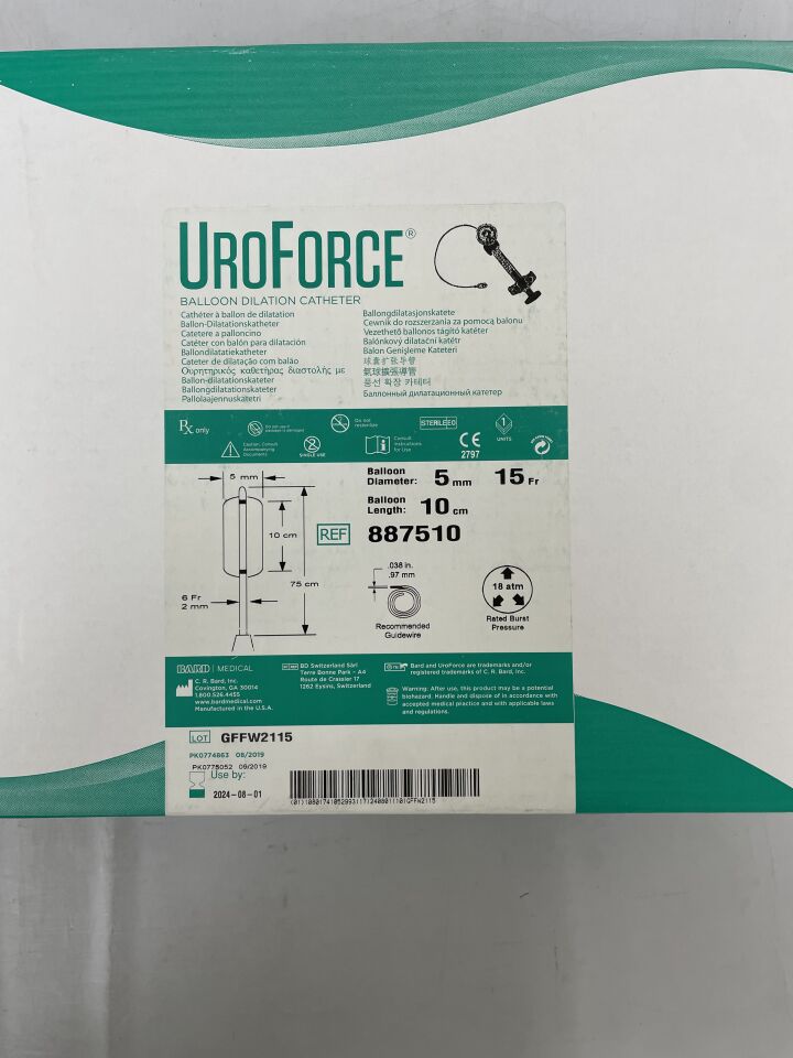 887510 - BARD - Uroforce Balloon Dilation Catheter 5mm x 100mm, 75cm w/Inflation Device, (BX/1) - ( Expiry Date: 2024-08-01 )