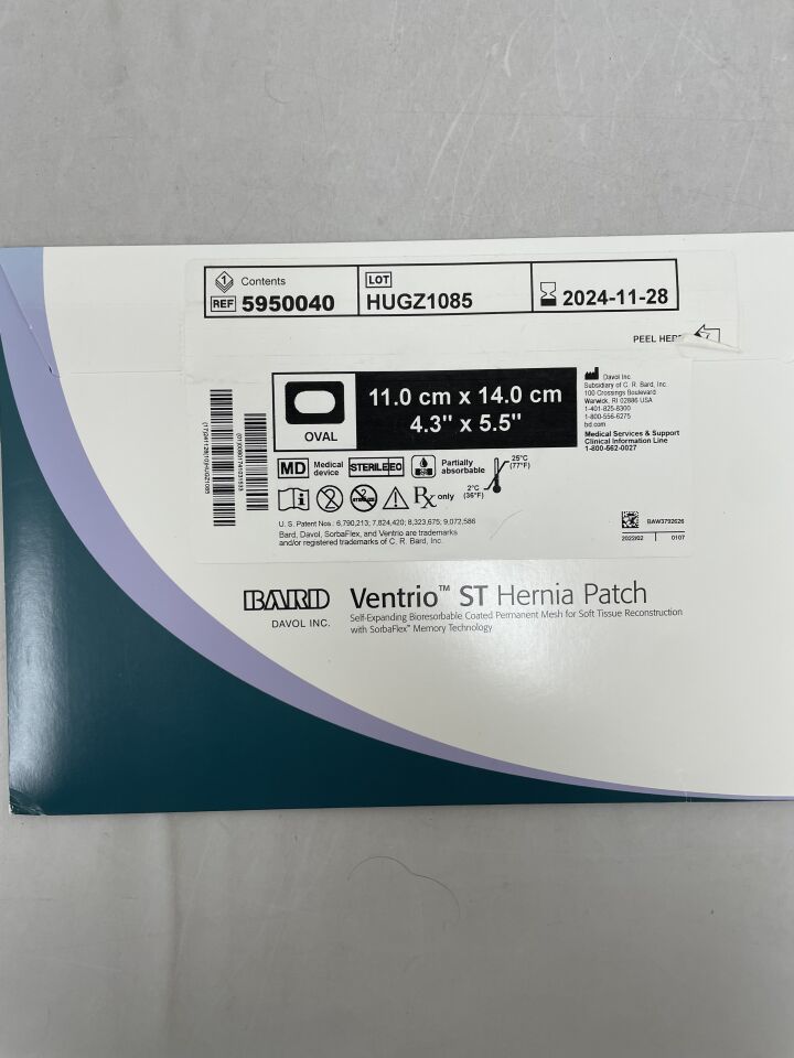 5950040 - BARD - Mesh Ventrio ST Hernia Patch, Medium Oval 11cm x 14cm, (BX/1) - ( Expiry Date: 2024-11-28 )