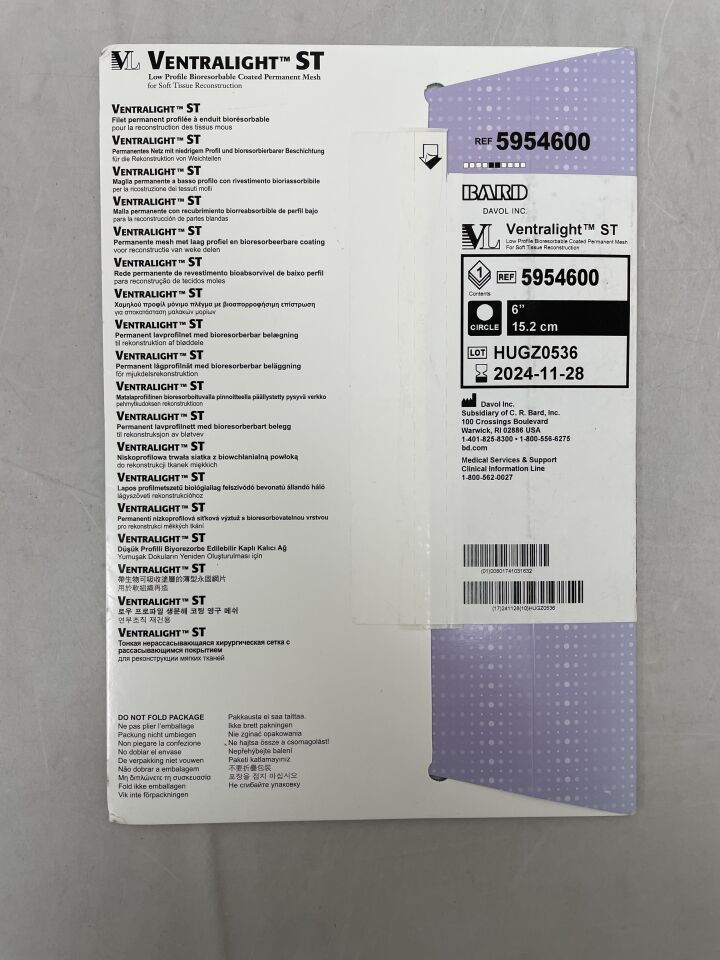 5954600 - BARD - Ventralight ST Mesh: 6" Circle, (BX/1) - ( Expiry Date: 2024-11-28 )