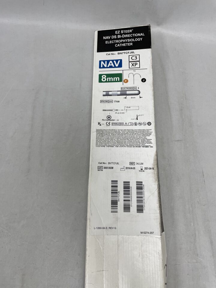 BN7TCFJ8L - BIOSENSE WEBSTER - EZ STEER NAV DS Bi-Directional Electrophysiology Catheter - 1-7-4mm - F-J Curve - 7Fr x 115cm, (BX/1) - ( Expiry Date: 2021-04-19 )
