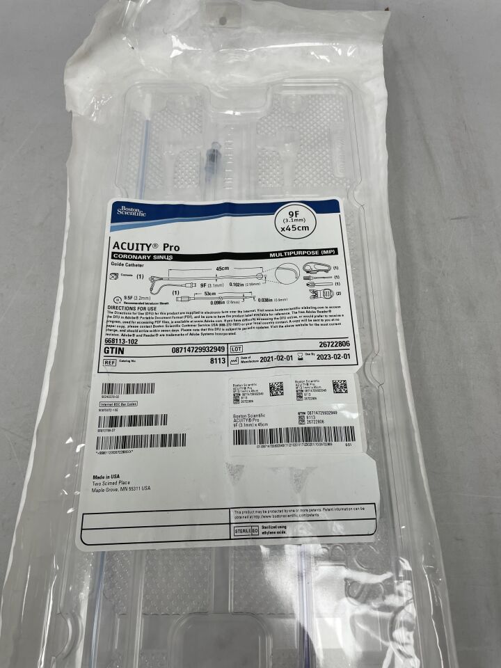8113 - BOSTON SCIENTIFIC - Acuity Pro Guide Catheter, Coronary Sinus, 9F x 45cm, multipurpose, (EA) - ( Expiry Date: 2023-02-01 )