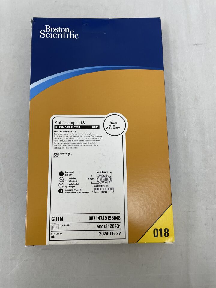 312043 - BOSTON SCIENTIFIC - Multi-Loop-18 Pushable Fibered Platinum Coil - 4mm x 7.0mm, (BX/5) - ( Expiry Date: 2024-06-22 )