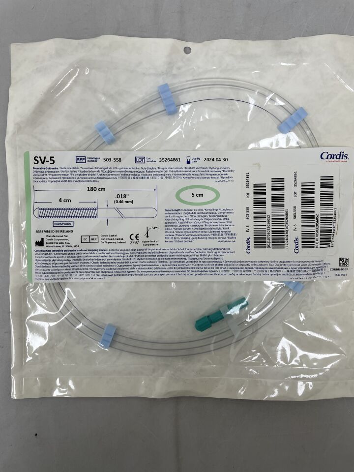 503-558 - CORDIS - SV-5 Steerable Guidewire - .018" x 180cm x 5cm, () - ( Expiry Date: 2024-04-30 )