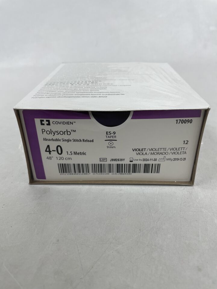 170090 - COVIDIEN - 4-0 Medtronic Endo Stitch Polysorb violet 48" ES-9 taper, (BX/12) - ( Expiry Date: 2024-11-30 )