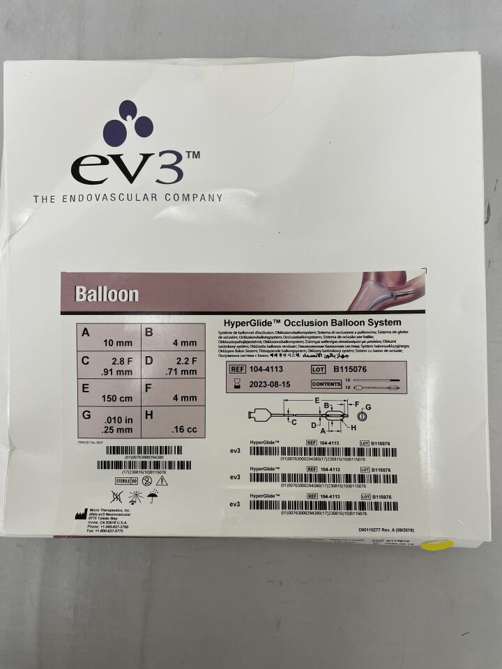 104-4113 - EV3 - HyperGlide Occlusion Balloon System - 4mm x 10mm, (BX/1) - ( Expiry Date: 2023-08-15 )