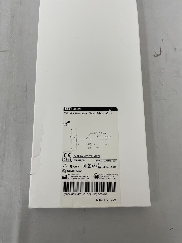 44520 - MEDTRONIC - CSF-Lumboperitoneal Shunt, T-Tube, 87cm, (BX/1) - ( Expiry Date: 2024-11-30 )